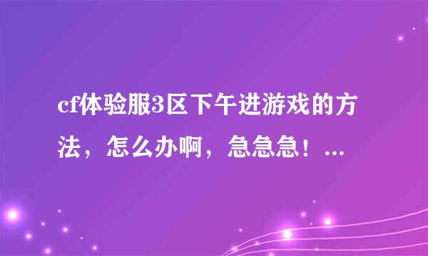 cf体验服3区下午进游戏的方法，怎么办啊，急急急！！！！！！！