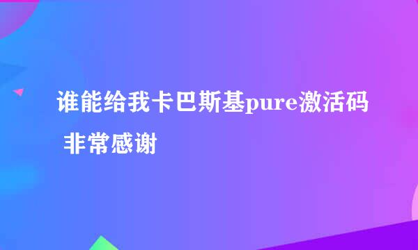 谁能给我卡巴斯基pure激活码 非常感谢