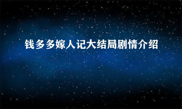 钱多多嫁人记大结局剧情介绍