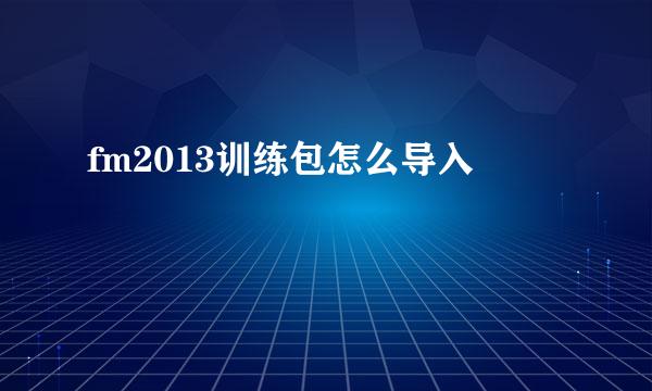 fm2013训练包怎么导入