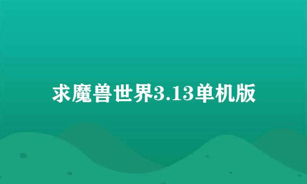 求魔兽世界3.13单机版