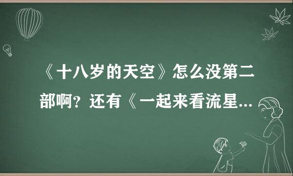 《十八岁的天空》怎么没第二部啊？还有《一起来看流星雨》好期待哦！