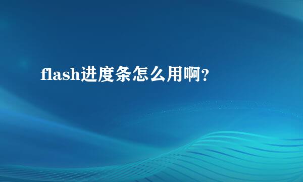 flash进度条怎么用啊？