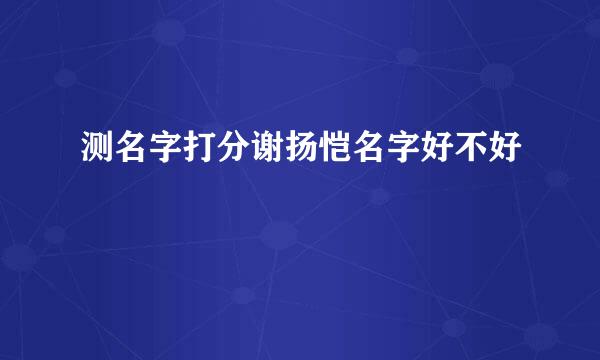 测名字打分谢扬恺名字好不好