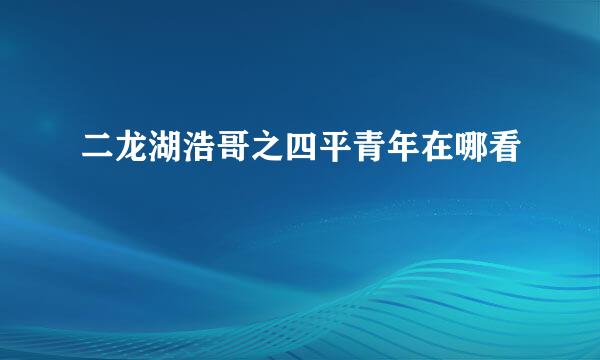 二龙湖浩哥之四平青年在哪看