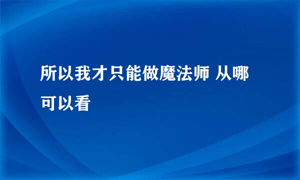 所以我才只能做魔法师 从哪可以看