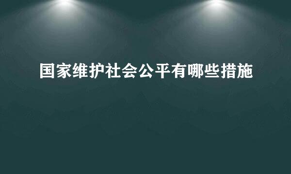 国家维护社会公平有哪些措施