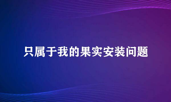 只属于我的果实安装问题