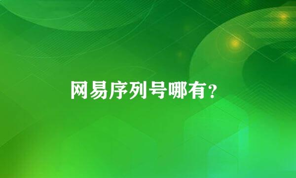 网易序列号哪有？