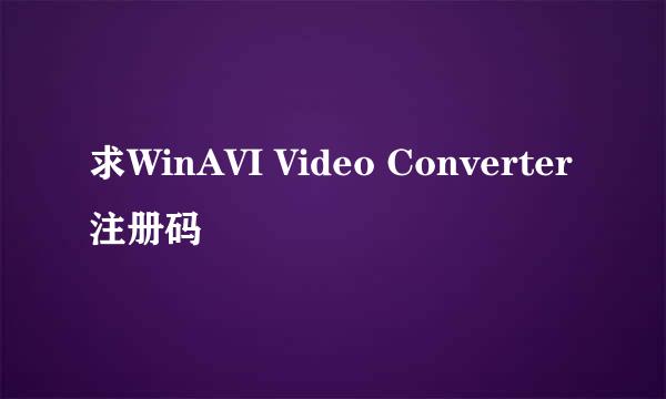 求WinAVI Video Converter注册码