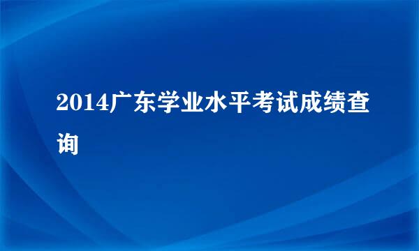 2014广东学业水平考试成绩查询