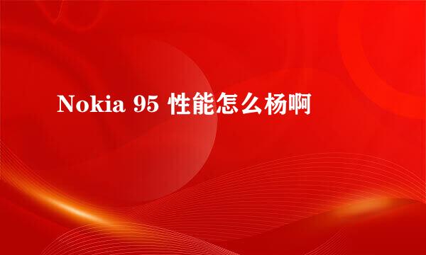 Nokia 95 性能怎么杨啊