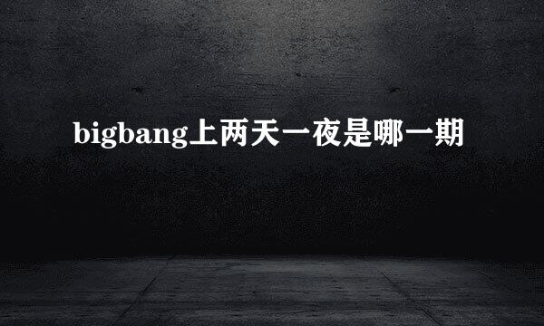 bigbang上两天一夜是哪一期