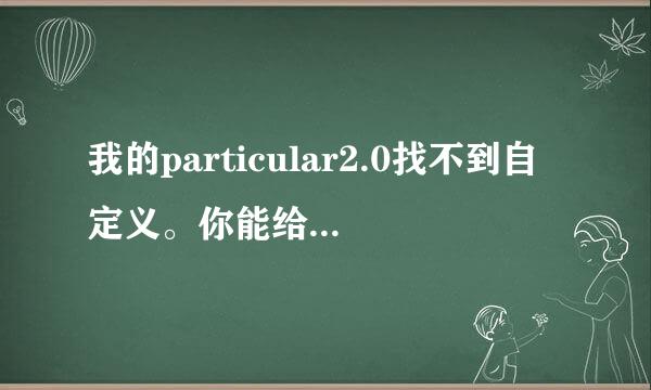 我的particular2.0找不到自定义。你能给我说说吗。