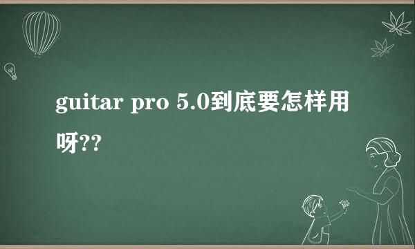 guitar pro 5.0到底要怎样用呀??