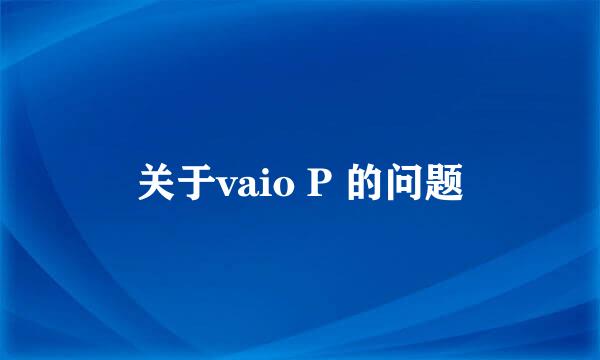 关于vaio P 的问题