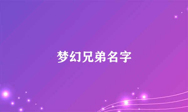 梦幻兄弟名字