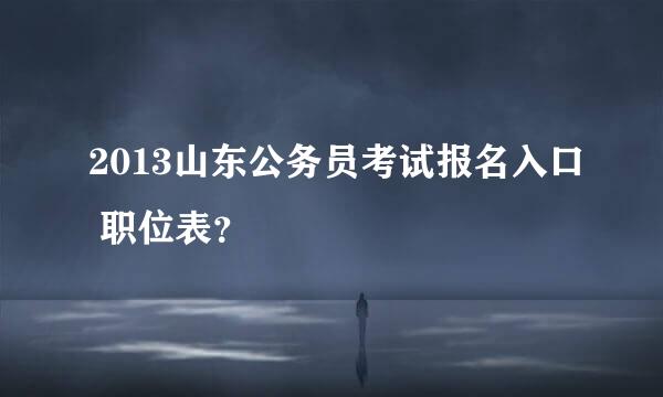 2013山东公务员考试报名入口 职位表？