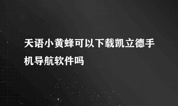 天语小黄蜂可以下载凯立德手机导航软件吗