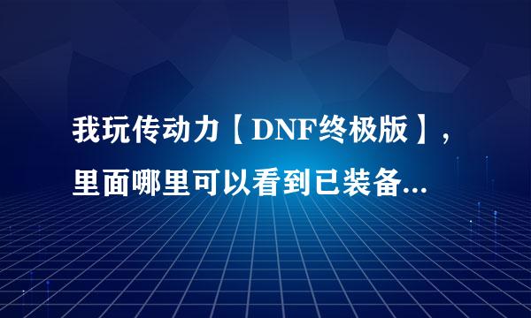 我玩传动力【DNF终极版】，里面哪里可以看到已装备的武器？我找不到已装备武器栏。