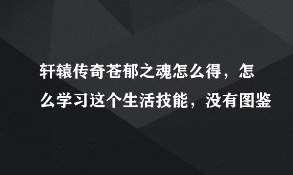 轩辕传奇苍郁之魂怎么得，怎么学习这个生活技能，没有图鉴