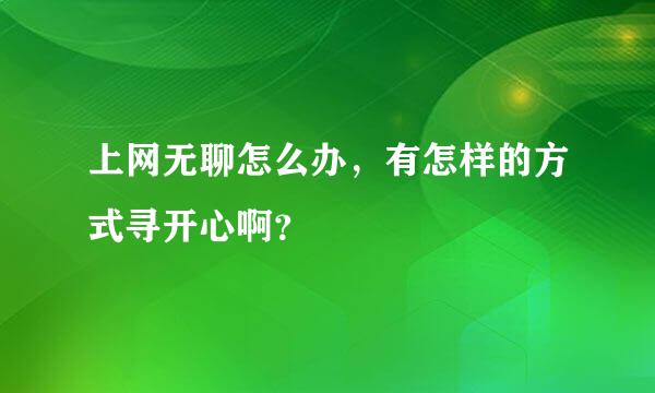 上网无聊怎么办，有怎样的方式寻开心啊？