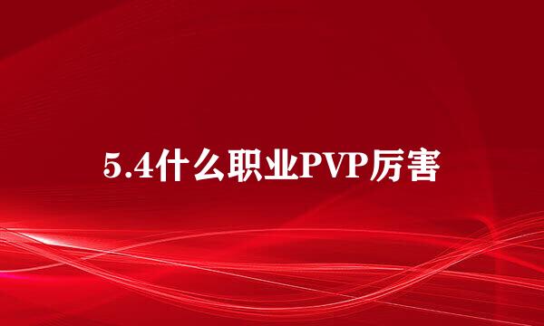 5.4什么职业PVP厉害