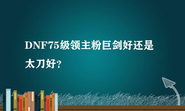 DNF75级领主粉巨剑好还是太刀好？