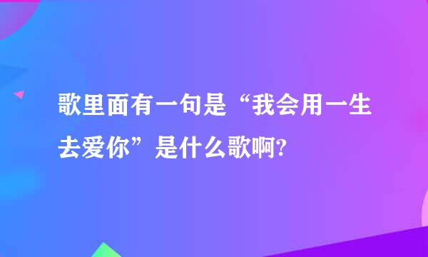 歌里面有一句是“我会用一生去爱你”是什么歌啊?