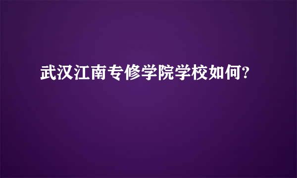 武汉江南专修学院学校如何?