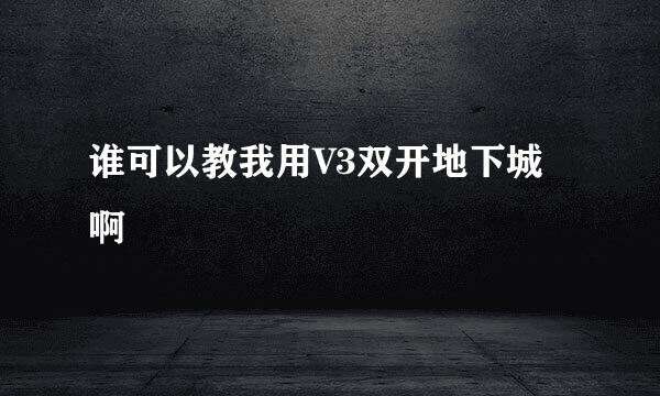 谁可以教我用V3双开地下城啊