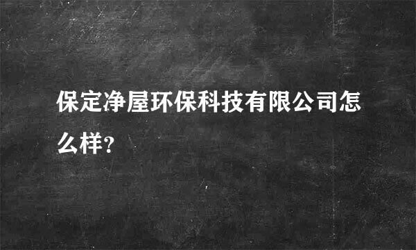 保定净屋环保科技有限公司怎么样？