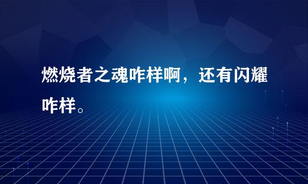 燃烧者之魂咋样啊，还有闪耀咋样。