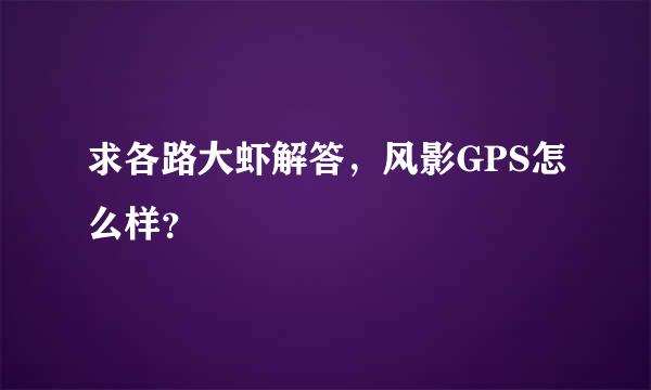 求各路大虾解答，风影GPS怎么样？