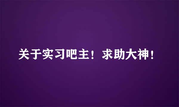 关于实习吧主！求助大神！