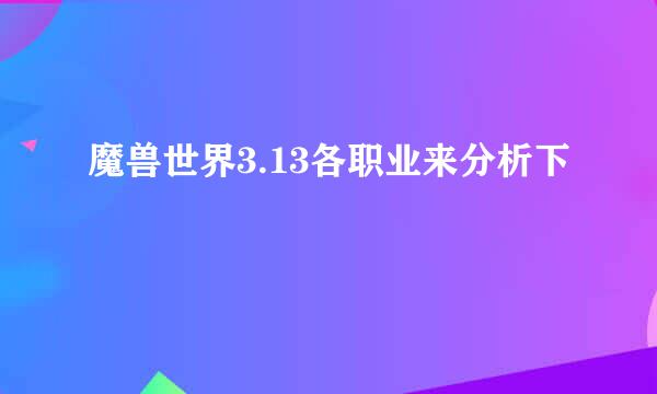 魔兽世界3.13各职业来分析下