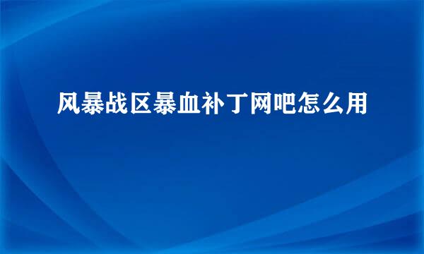 风暴战区暴血补丁网吧怎么用