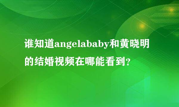 谁知道angelababy和黄晓明的结婚视频在哪能看到？