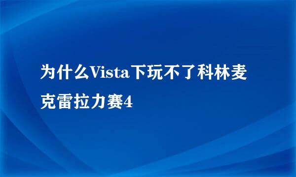 为什么Vista下玩不了科林麦克雷拉力赛4