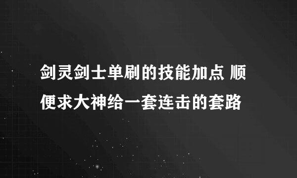 剑灵剑士单刷的技能加点 顺便求大神给一套连击的套路