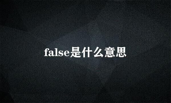 false是什么意思