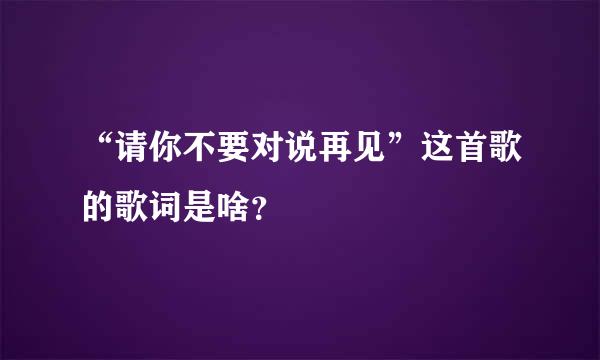 “请你不要对说再见”这首歌的歌词是啥？