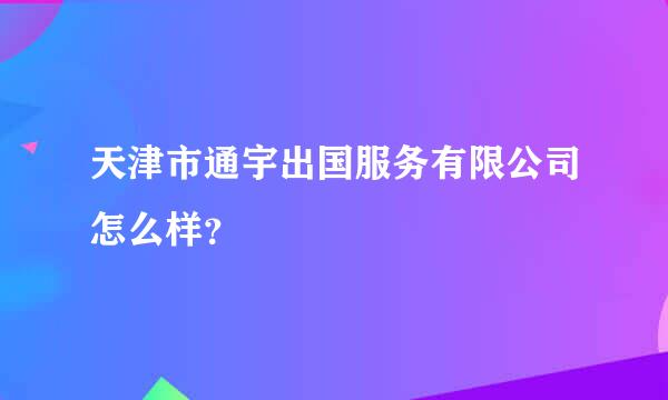 天津市通宇出国服务有限公司怎么样？