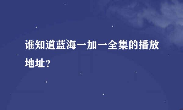 谁知道蓝海一加一全集的播放地址？