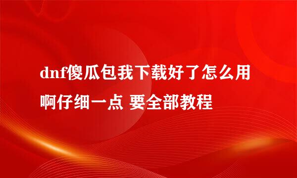 dnf傻瓜包我下载好了怎么用啊仔细一点 要全部教程