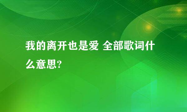 我的离开也是爱 全部歌词什么意思?