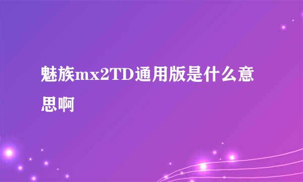 魅族mx2TD通用版是什么意思啊