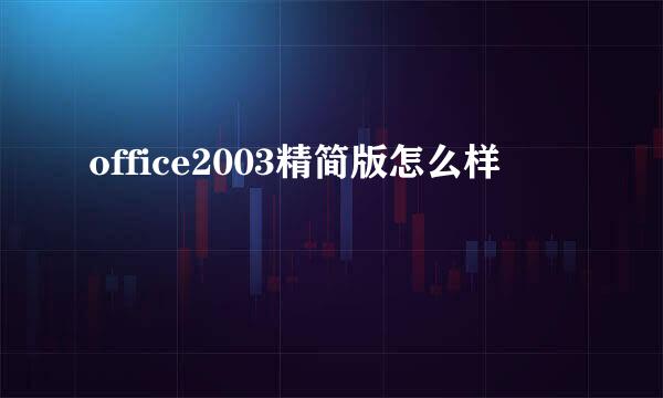 office2003精简版怎么样