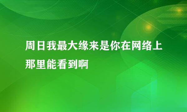 周日我最大缘来是你在网络上那里能看到啊