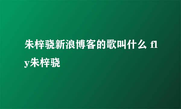 朱梓骁新浪博客的歌叫什么 fly朱梓骁